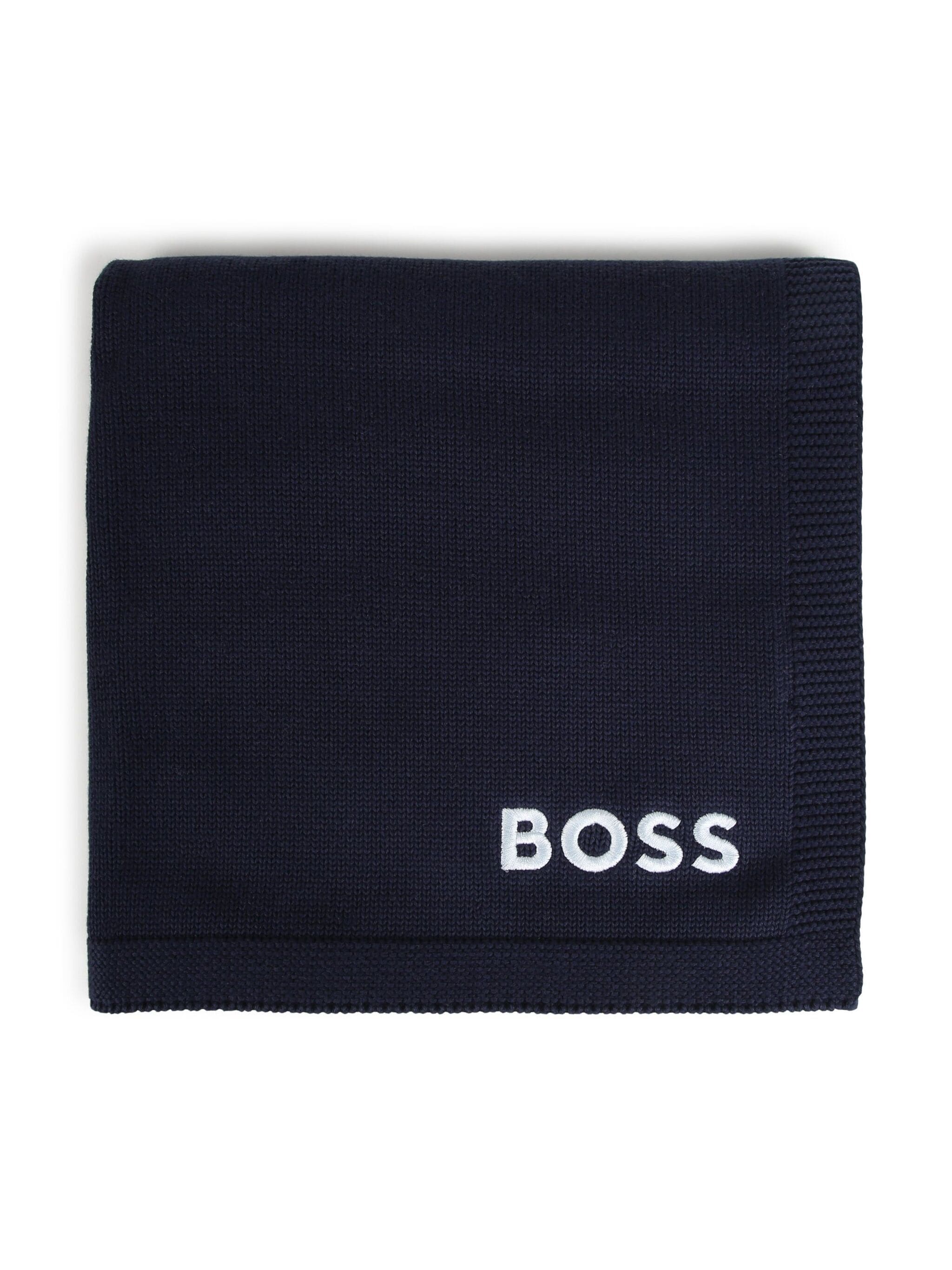 BOSS Kidswear logo-embroidered knitted blanket