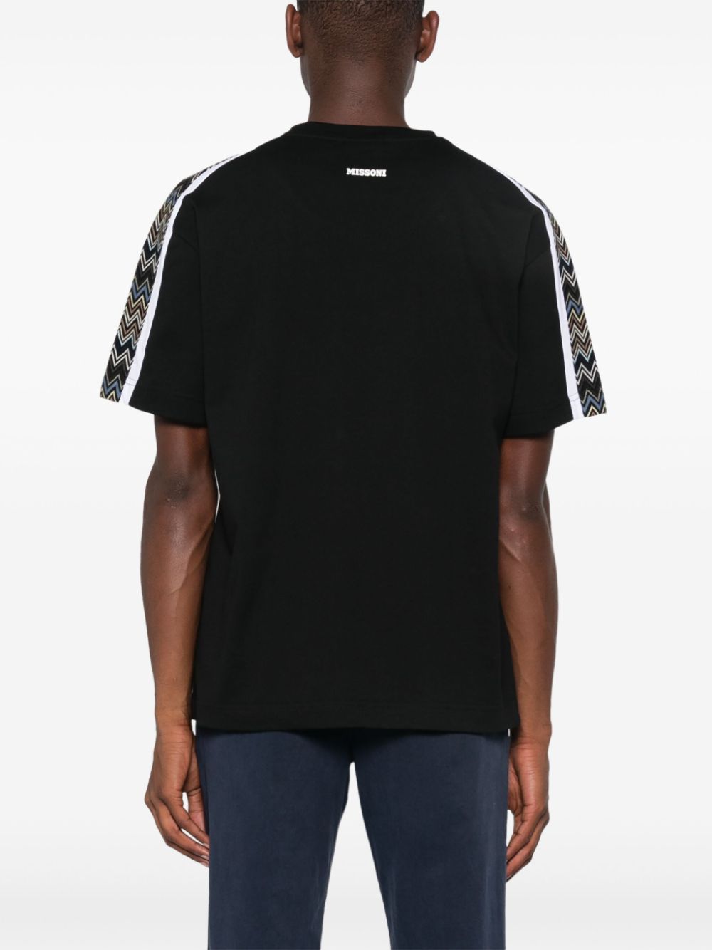 Cotton jersey T-shirt with zigzag inserts