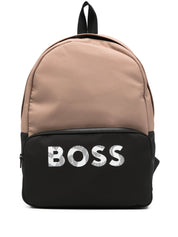 BOSS Kidswear logo-print canvas backpack