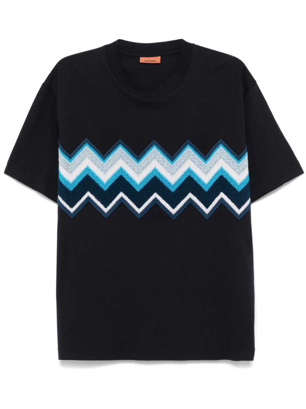 Cotton jersey T-shirt with zig zag embroidery