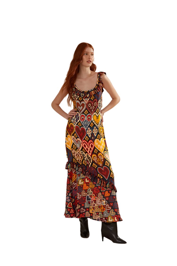 black hearts ikat lenzing™ ecovero™ viscose maxi dress