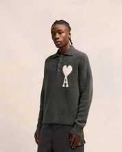 Off-White Ami de Coeur Polo Polo in hairy alpaca knit.