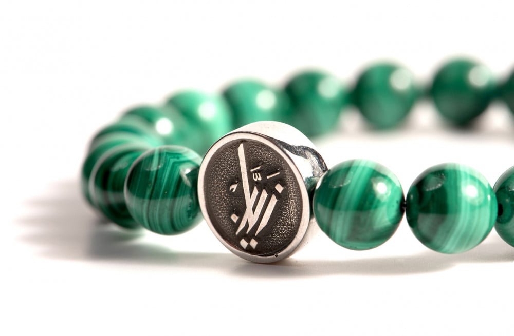 Malachite stone bracelet with silver