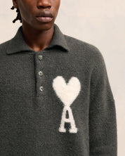 Off-White Ami de Coeur Polo Polo in hairy alpaca knit.