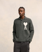 Off-White Ami de Coeur Polo Polo in hairy alpaca knit.