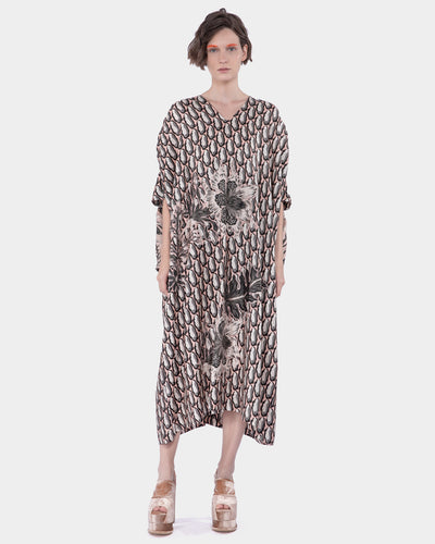 ASA TWILL SILK PRINT OPENED SLEEVE MIDI DRESS WITH TWILL SILK PRINT
EMBROIDERY APPLIQUÉ