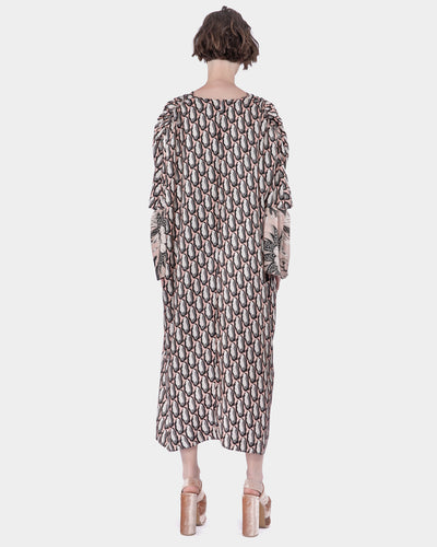 ASA TWILL SILK PRINT OPENED SLEEVE MIDI DRESS WITH TWILL SILK PRINT
EMBROIDERY APPLIQUÉ