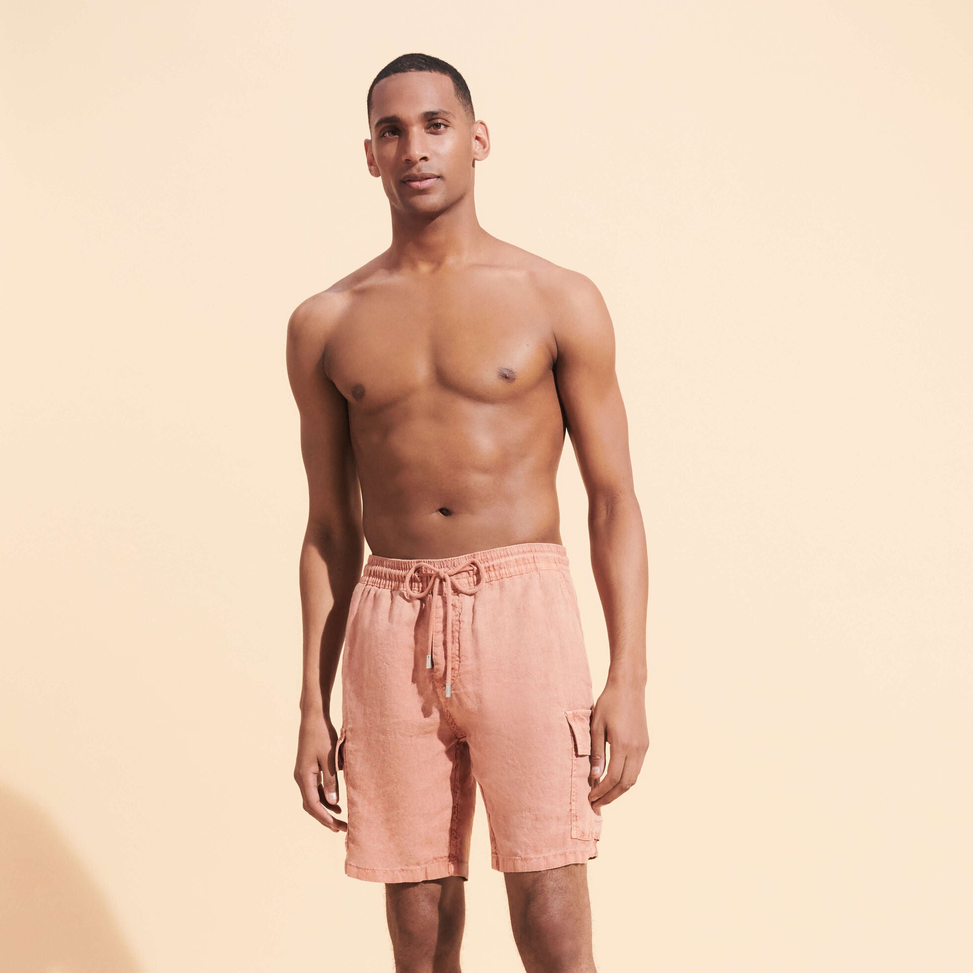 Men Linen Bermuda Shorts Mineral Dye