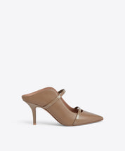 MAUREEN 70 Taupe Leather Heeled Mules