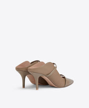 MAUREEN 70 Taupe Leather Heeled Mules