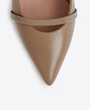 MAUREEN 70 Taupe Leather Heeled Mules