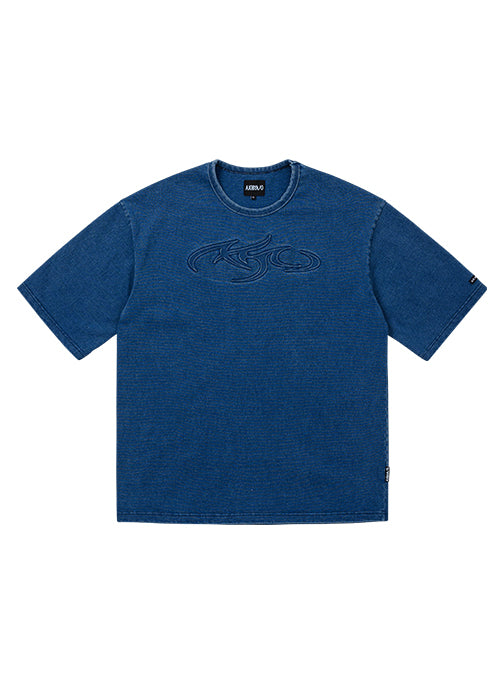 TRIBAL AJO EMBOSSED DENIM T- SHIRT