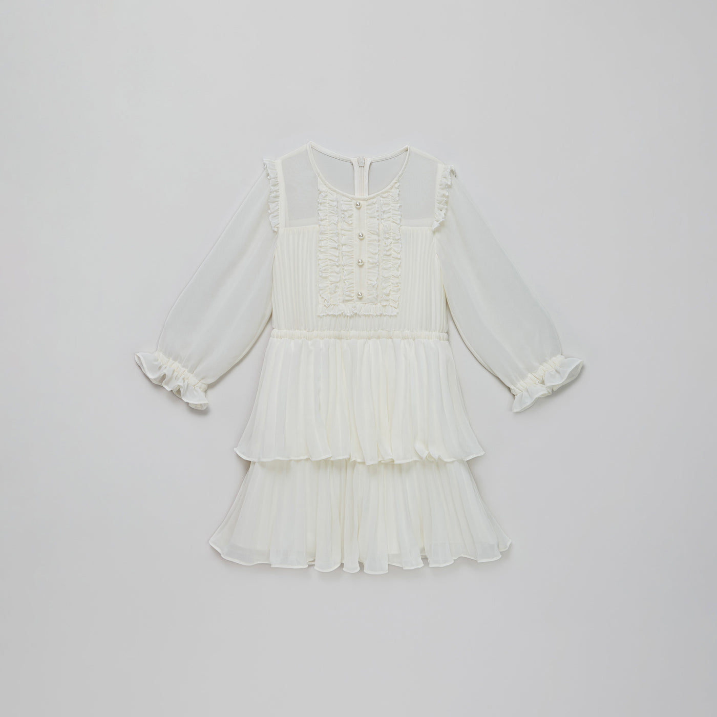 Cream Chiffon Tiered Dress