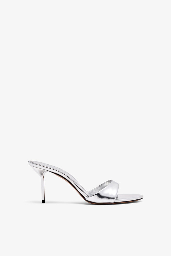 LIDIA MULE 70  Silver mirrored leather mule