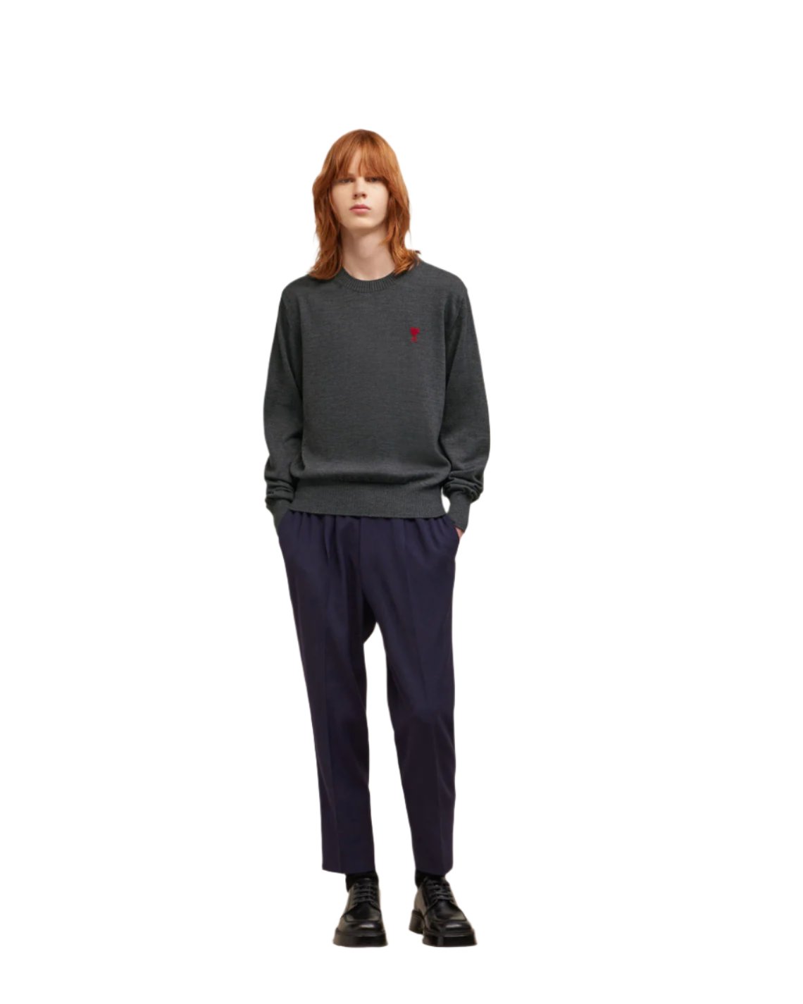 Red Ami de Coeur Crew Neck Sweater Sweater in classic merino wool.