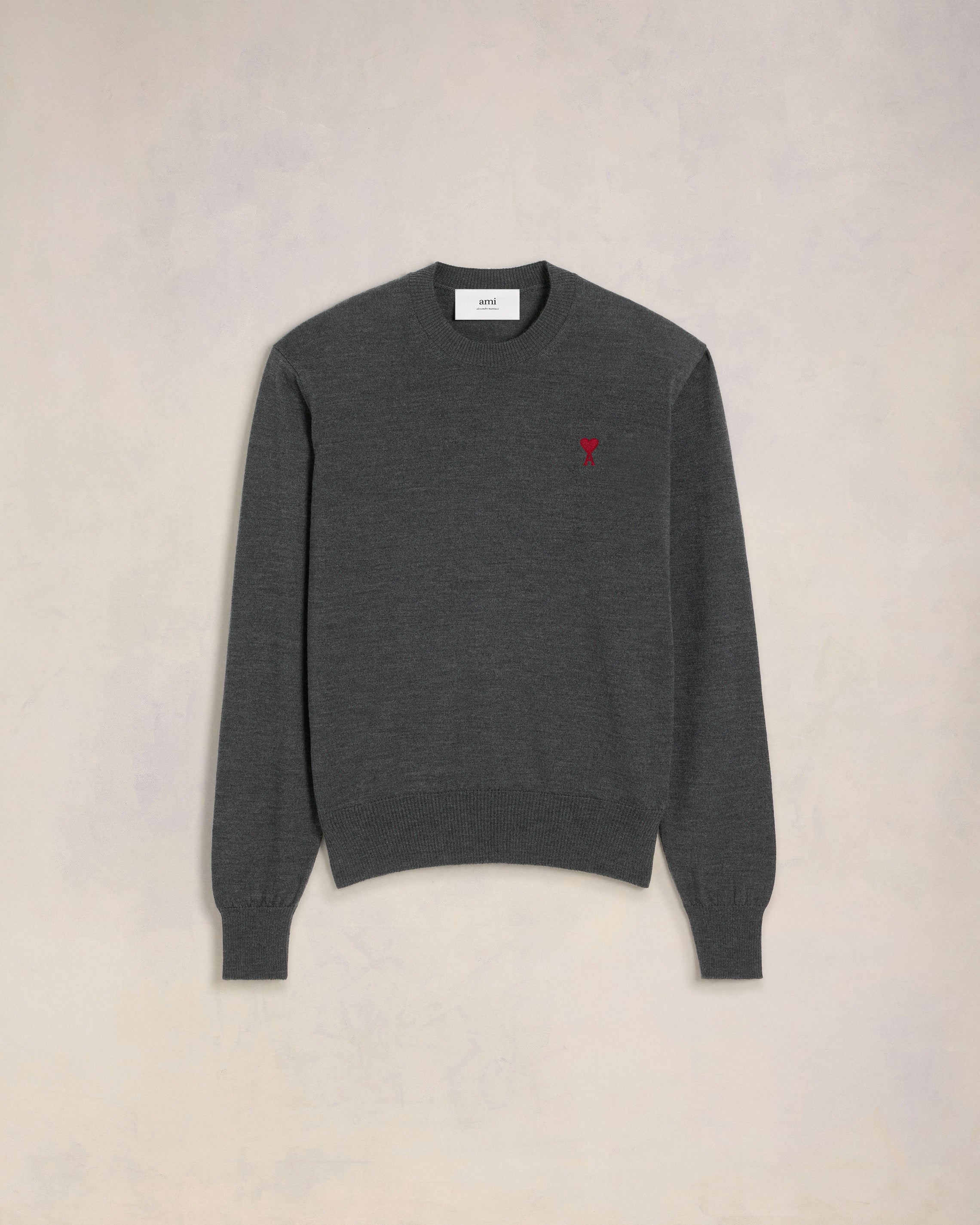 Red Ami de Coeur Crew Neck Sweater Sweater in classic merino wool.