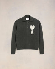 Off-White Ami de Coeur Polo Polo in hairy alpaca knit.