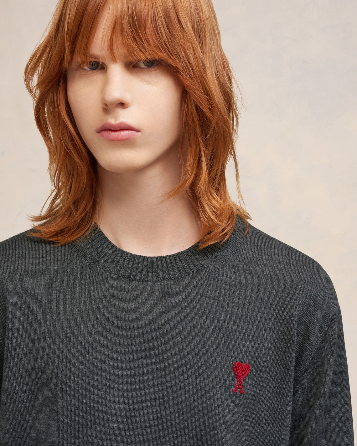 Red Ami de Coeur Crew Neck Sweater Sweater in classic merino wool.