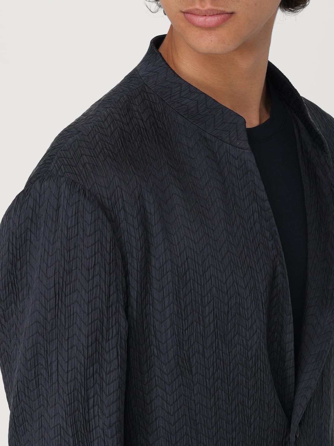 Giorgio Armani textured-finish single-breasted blazer